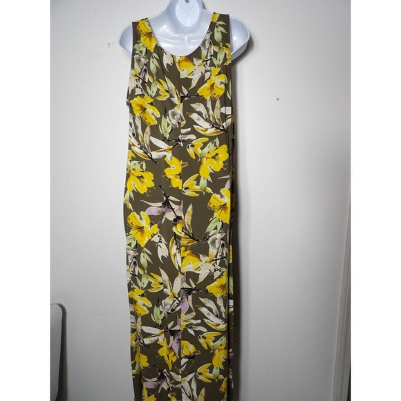 Evri Large Floral Yellow Dress Long Maxi High Low Sleeveless Flowy Boho Casual - Picture 6 of 11